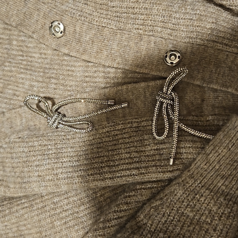 H&M Rhinestone-bow Rib-knit Cardigan Size M - Picture 3 of 5